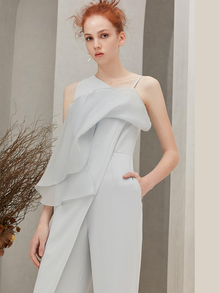 Silk Panelled One Shoulder Jumpsuit - BLANCORE