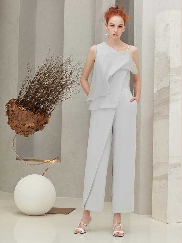 Silk Panelled One Shoulder Jumpsuit - BLANCORE