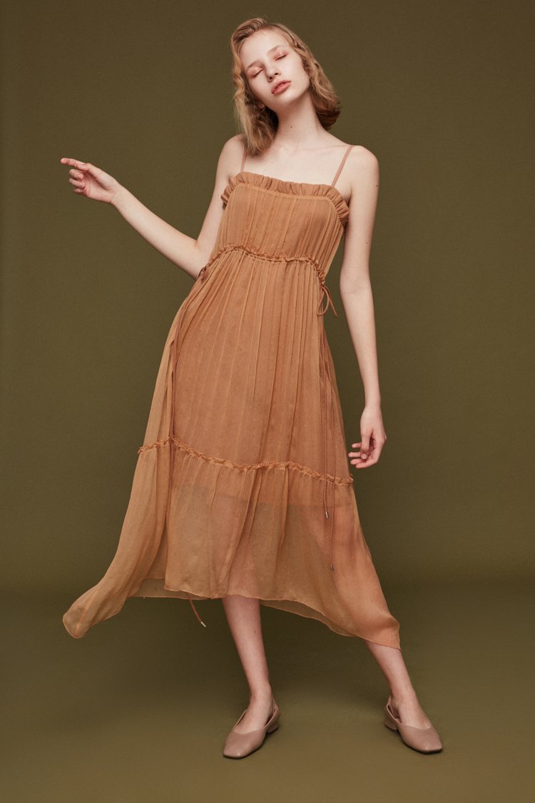 Silk Slip Dress with Draped Detail - BLANCORE