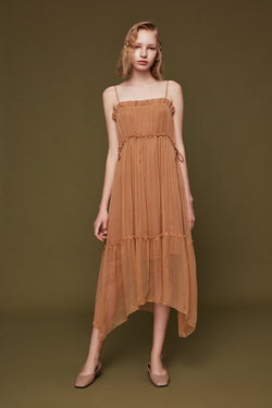 Silk Slip Dress with Draped Detail - BLANCORE