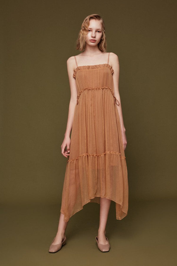 Silk Slip Dress with Draped Detail - BLANCORE