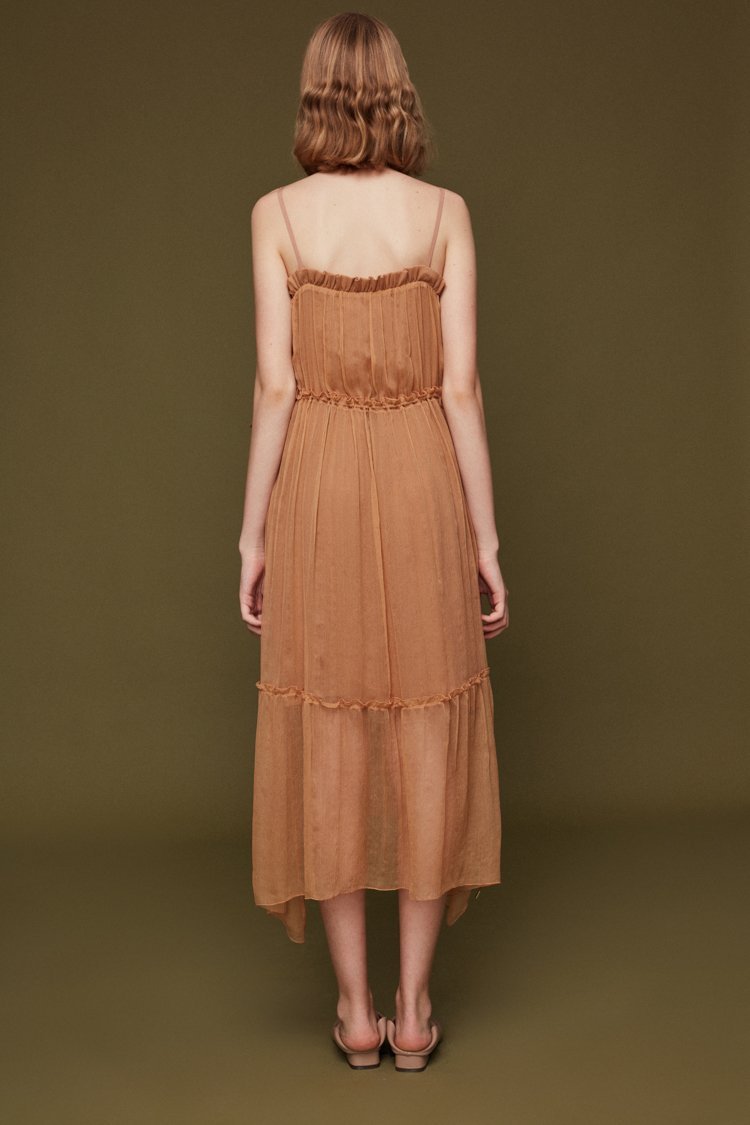 Silk Slip Dress with Draped Detail - BLANCORE