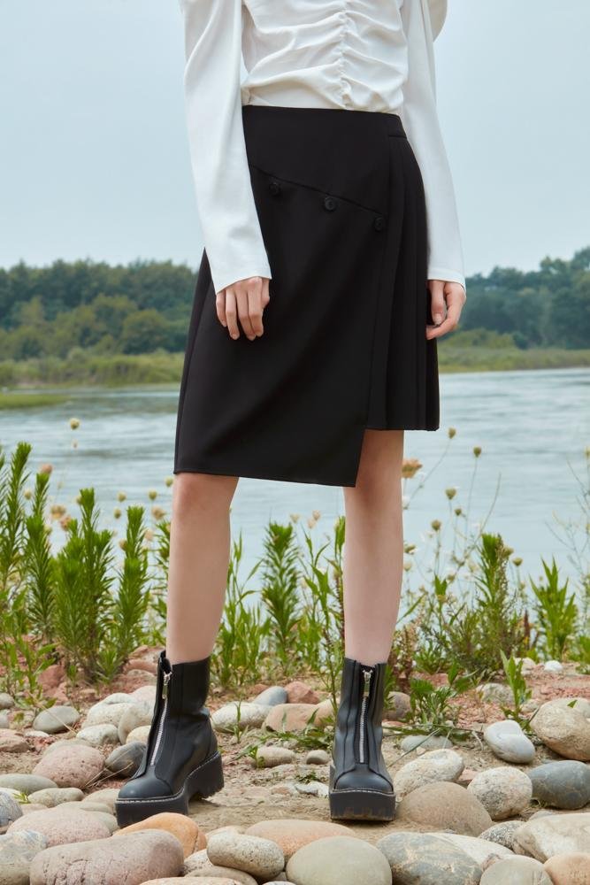 SKIRT WITH DETACHABLE BOTTOM - BLANCORE