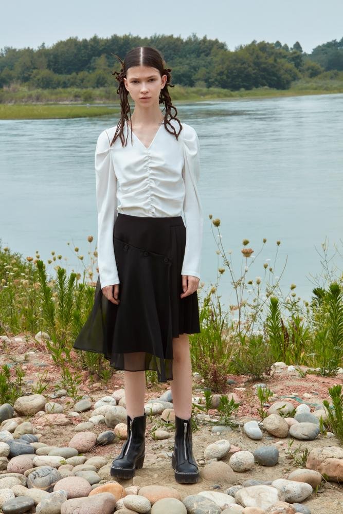 SKIRT WITH DETACHABLE BOTTOM - BLANCORE