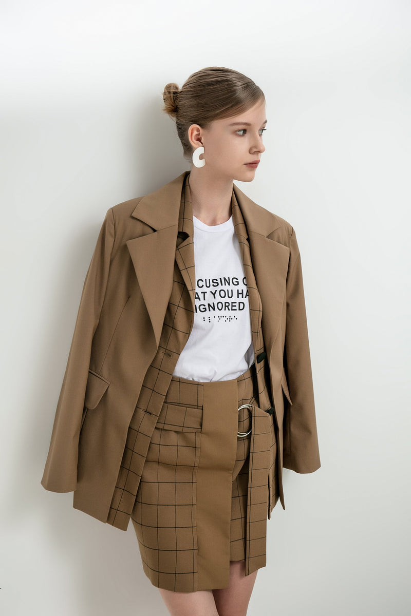 Skirt With Metal Ring Belt - BLANCORE