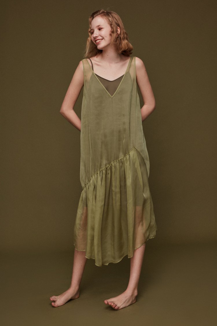 Slip Dress with Drawstring Detail - BLANCORE