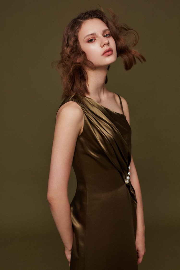 Slip Dress with Pearls - BLANCORE