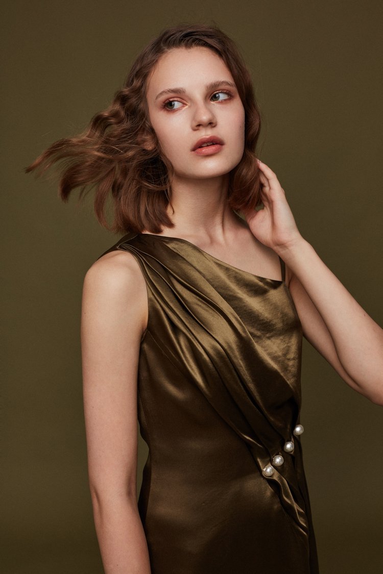 Slip Dress with Pearls - BLANCORE