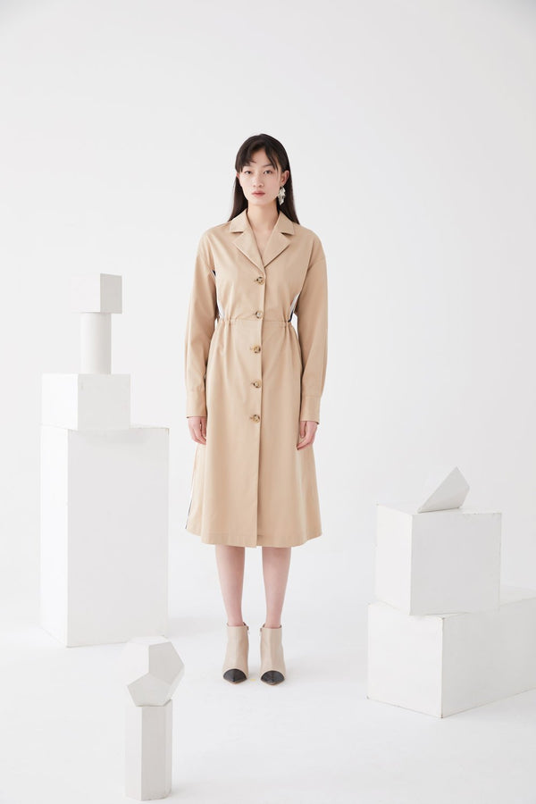 Stripe Paneled Trench Dress - BLANCORE