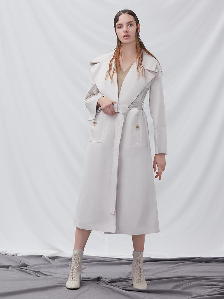 Trench Coat With Geometric Sleeve - BLANCORE