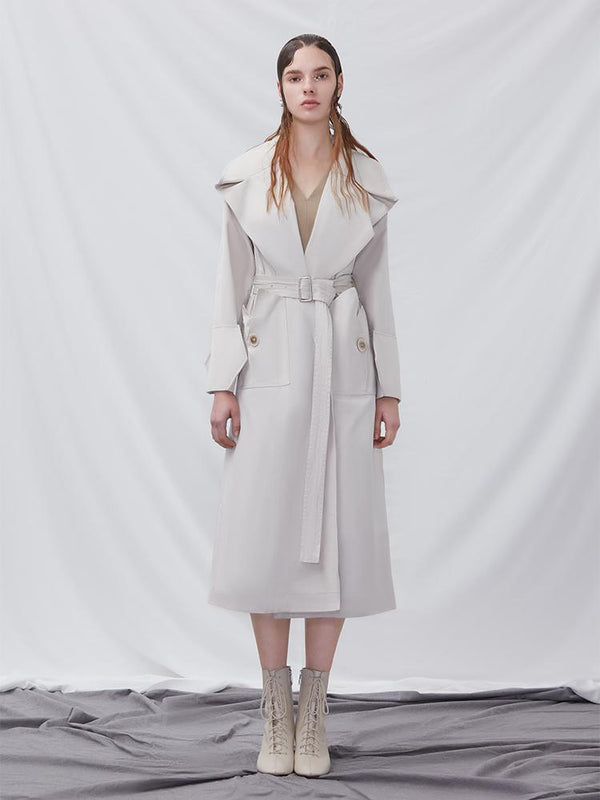 Trench Coat With Geometric Sleeve - BLANCORE