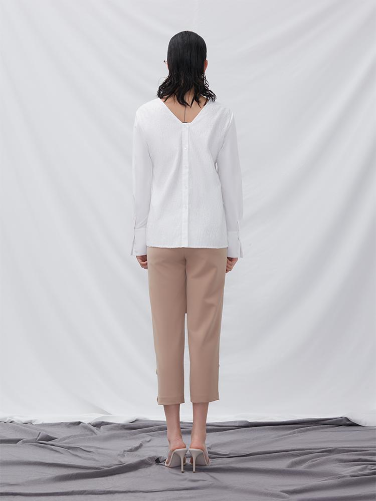 Trouser with Fold Detail - BLANCORE