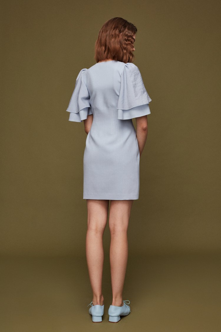 Waist Dress with Ruffle Sleeve - BLANCORE
