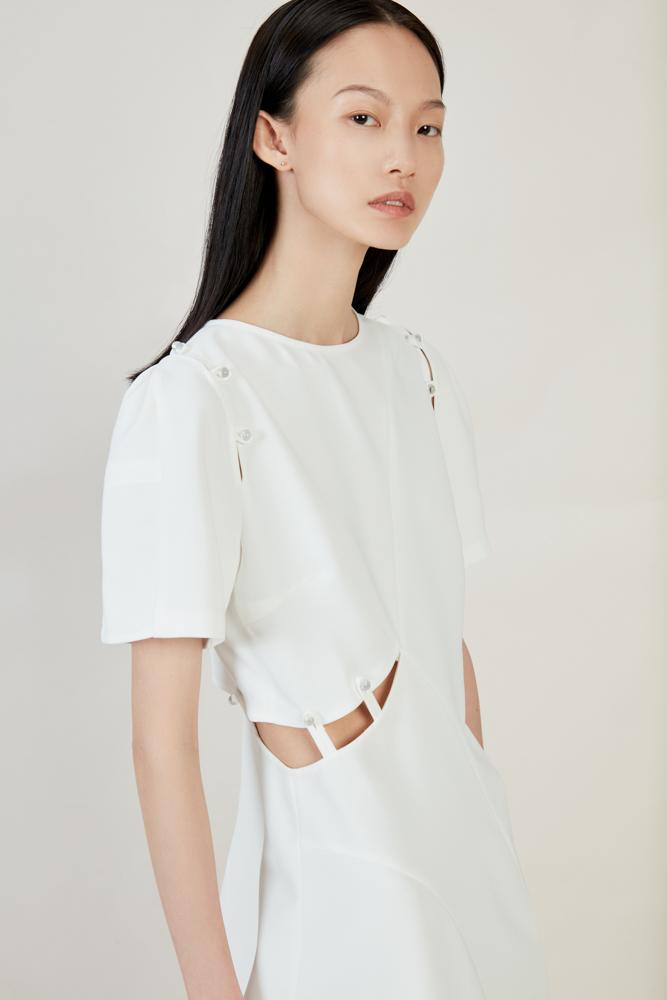 White Asymmetric Dress - BLANCORE