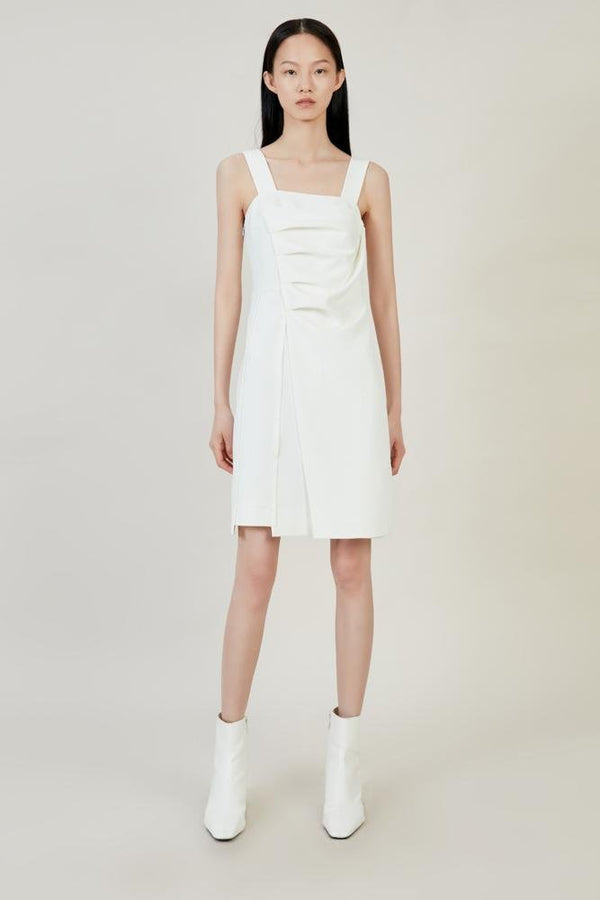 White Ruching Dress - BLANCORE