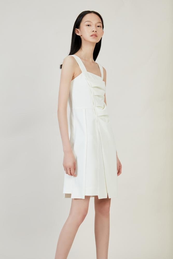 White Ruching Dress - BLANCORE