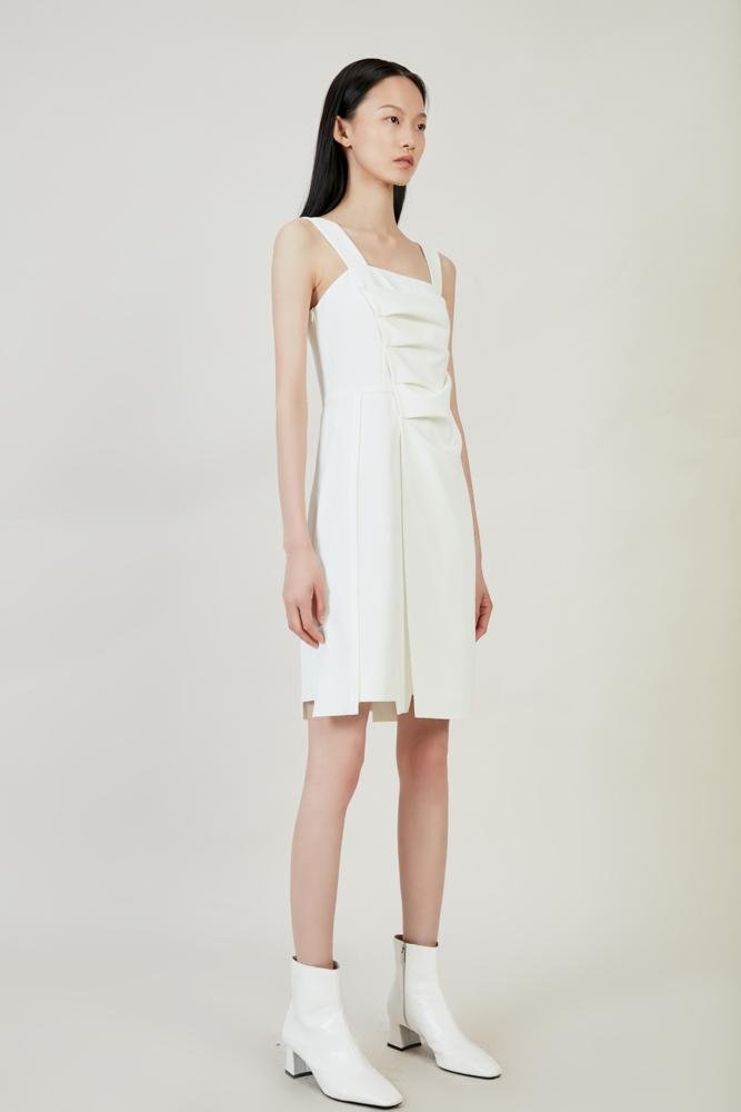 White Ruching Dress - BLANCORE