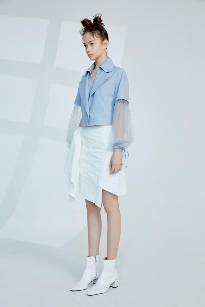 White Ruching Skirt - BLANCORE