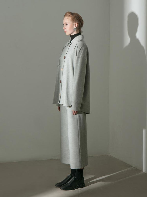 Wool Blend Oversized Shirt - BLANCORE