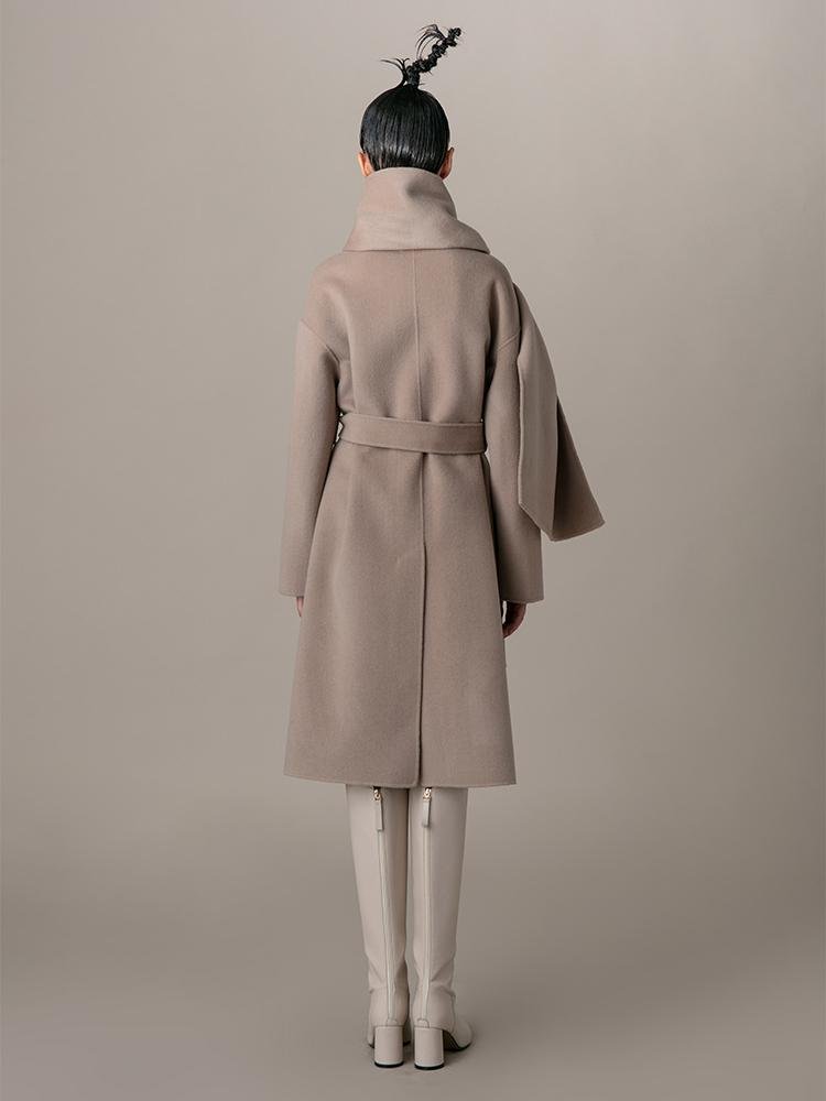 Wool Coat With Scarf - BLANCORE