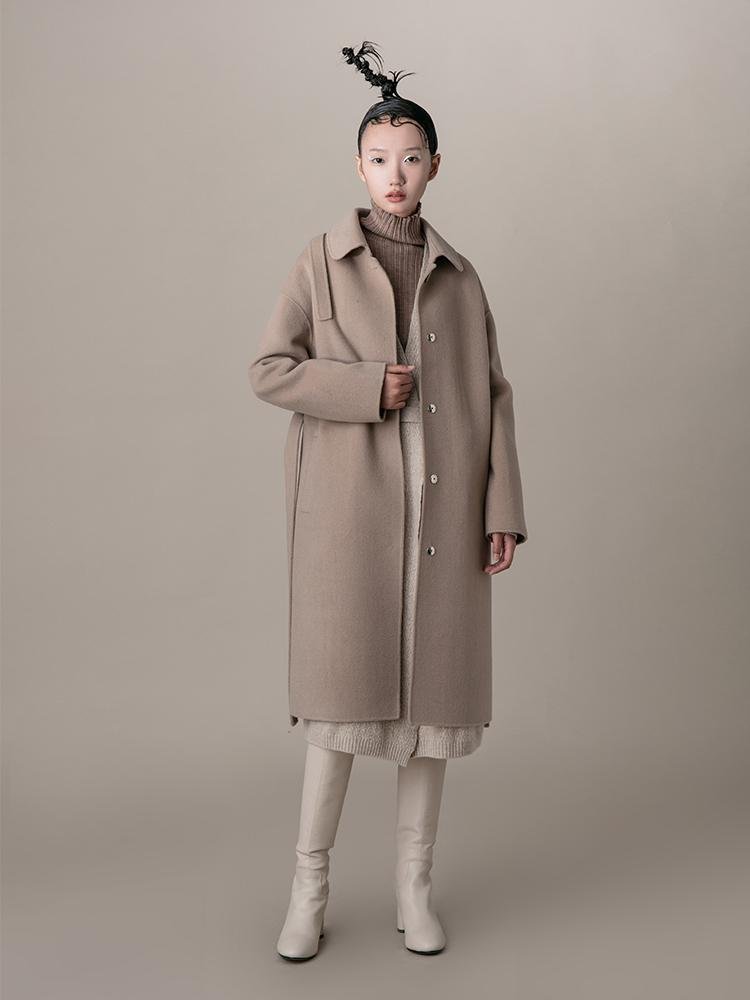 Wool Coat With Scarf - BLANCORE