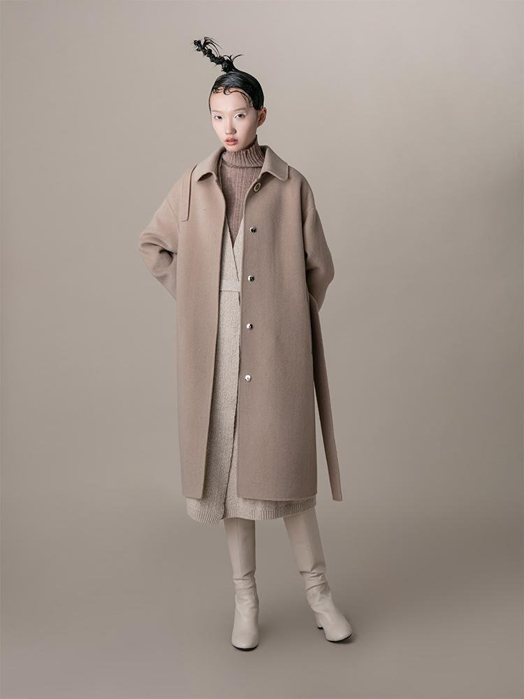Wool Coat With Scarf - BLANCORE