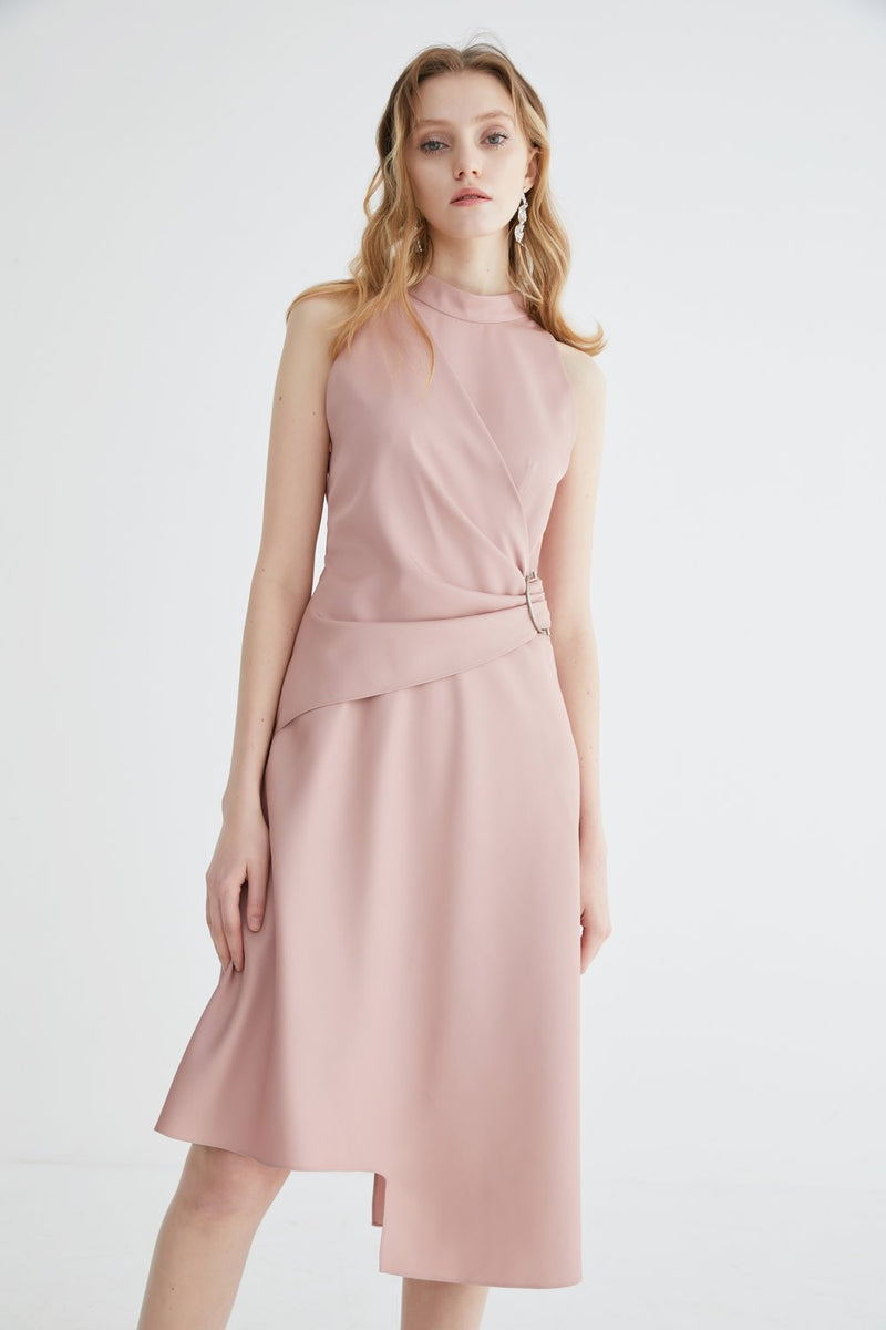 Wrap Dress with Standing Collar - BLANCORE