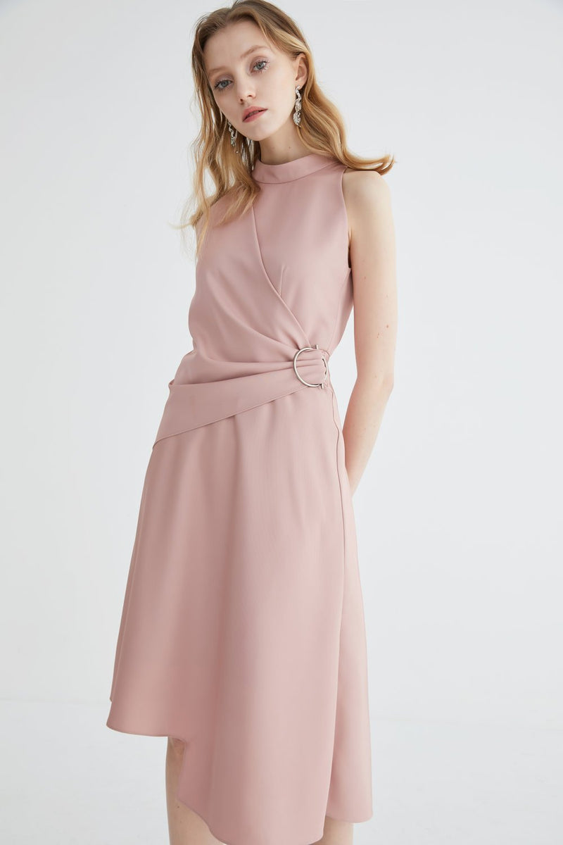 Wrap Dress with Standing Collar - BLANCORE