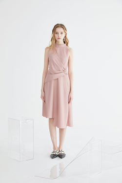 Wrap Dress with Standing Collar - BLANCORE